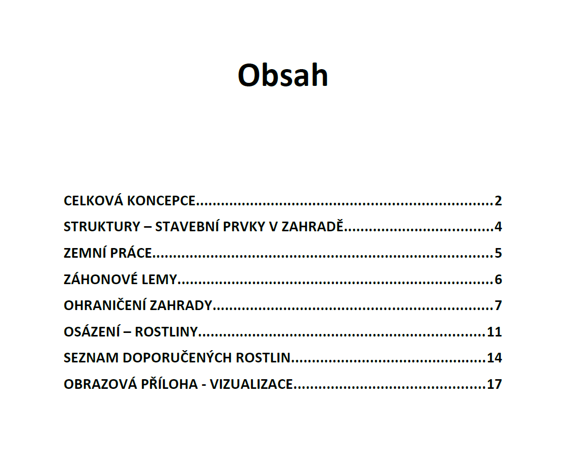 Ukázka struktury závěrečné zprávy